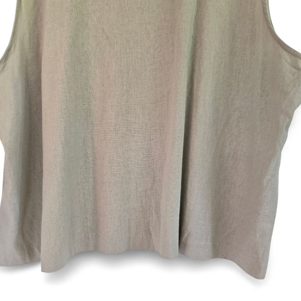 Anna Maxwell Womens Tan 2-Piece Twin Set Shirt & Tank Top Linen Blend 5X - Picture 9 of 16